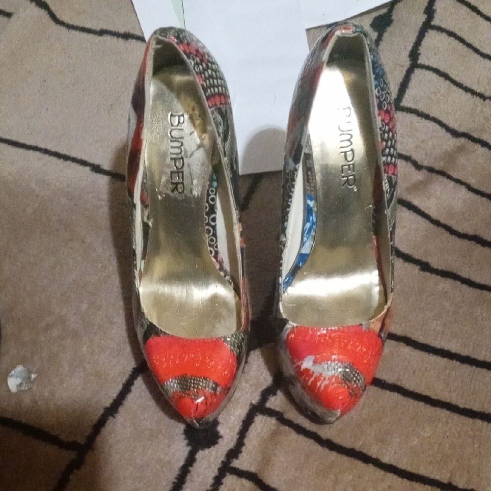 Bumper Red and Black Stiletto Heels
